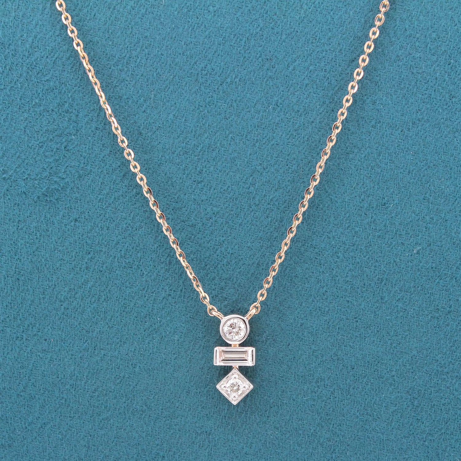 Yavara Three Stone Diamond Pendant  with chain