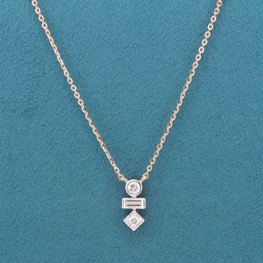 Yavara Three Stone Diamond Pendant  with chain