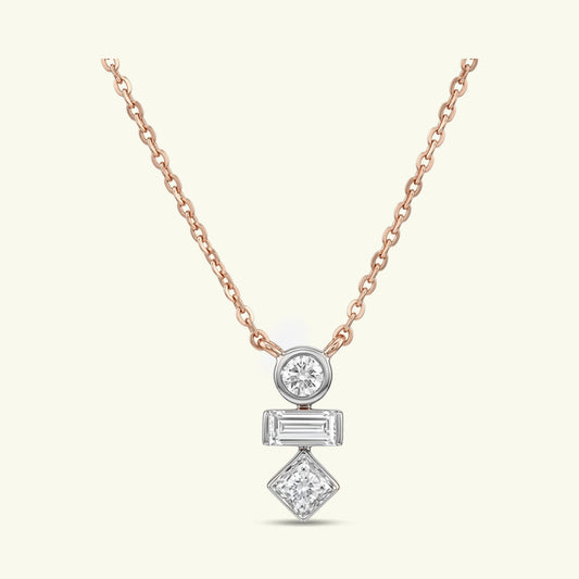 Yavara Three Stone Diamond Pendant  with chain