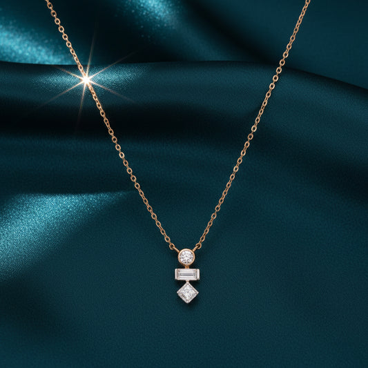 Yavara Three Stone Diamond Pendant  with chain