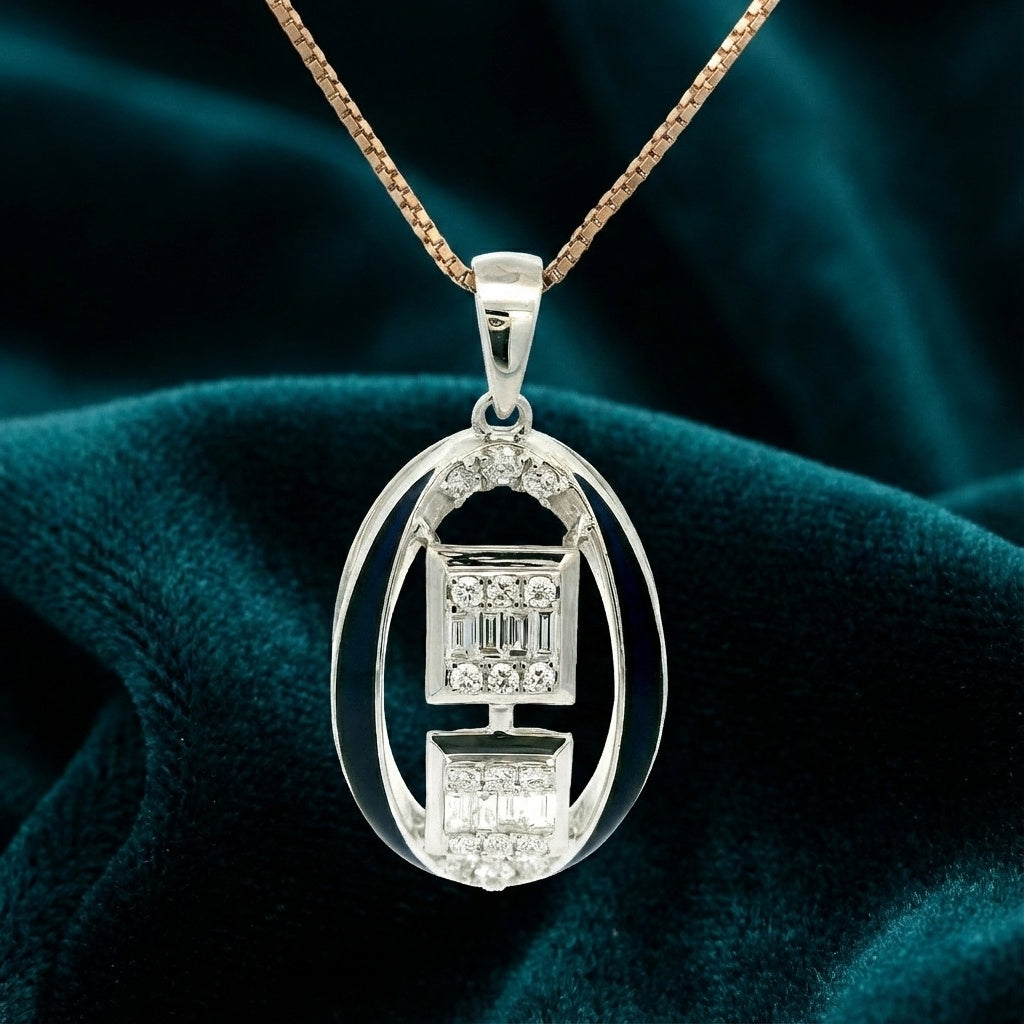 Verone Enamel Diamond Pendant
