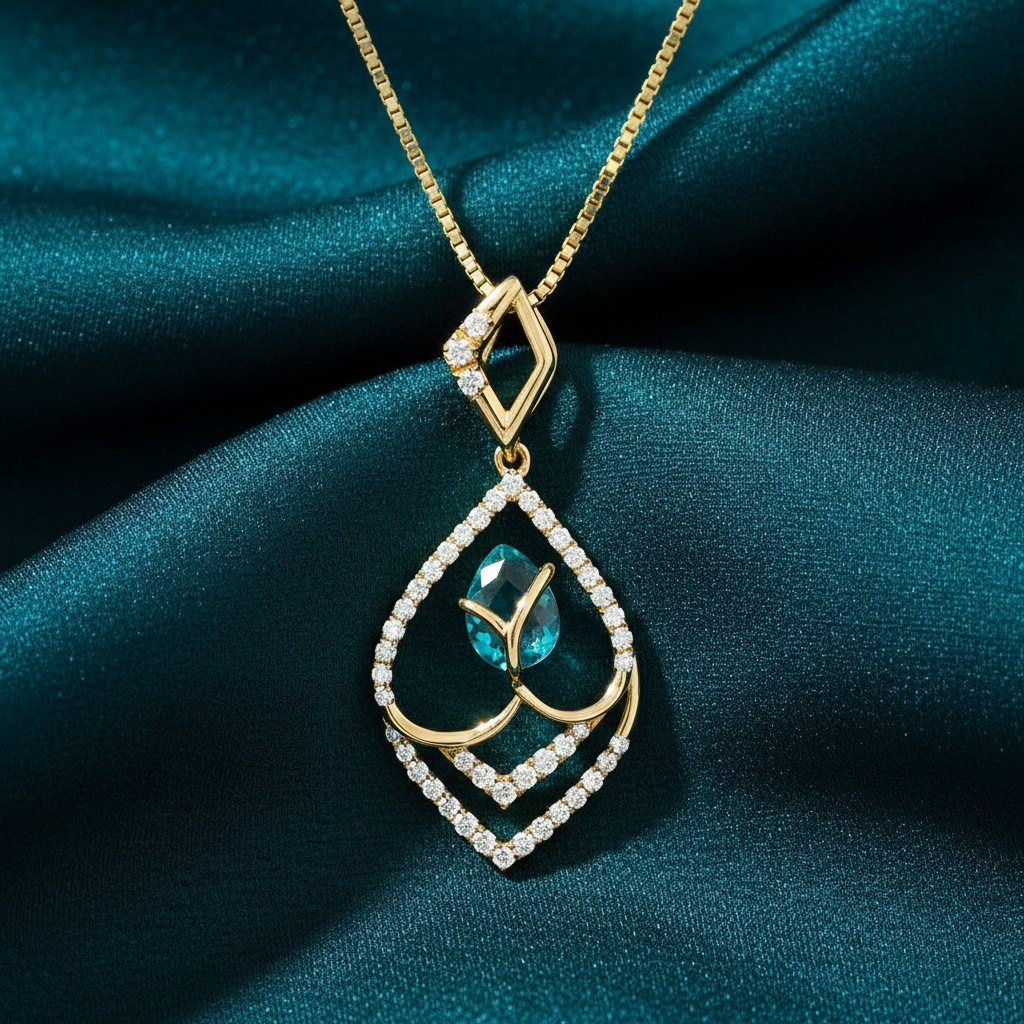 Nyari Curve Diamond Pendant with Chain