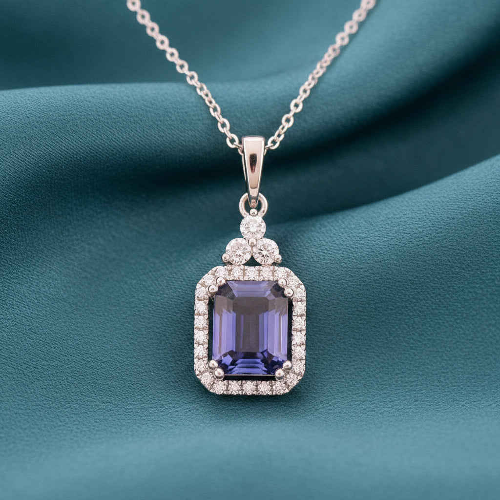 Neraya Coloured Stone Solitaire Diamond Pendant