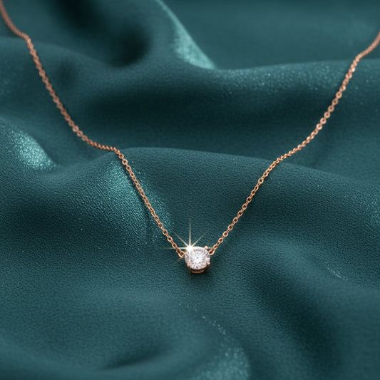 Liora Solitaire Diamond Pendant and Chain