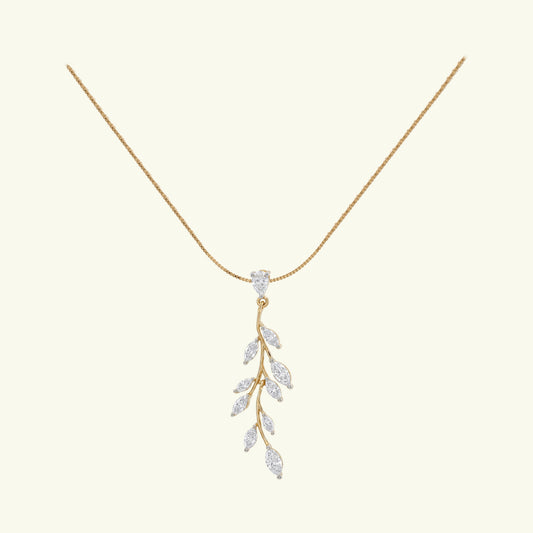  Seraya Leaf Diamond Pendant and Chain 