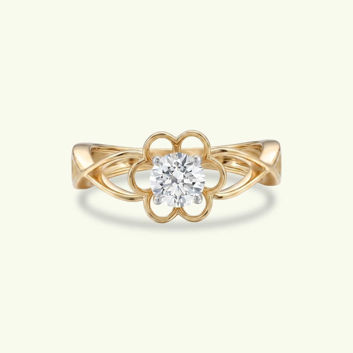 Liora Solitaire Floral Diamond Ring