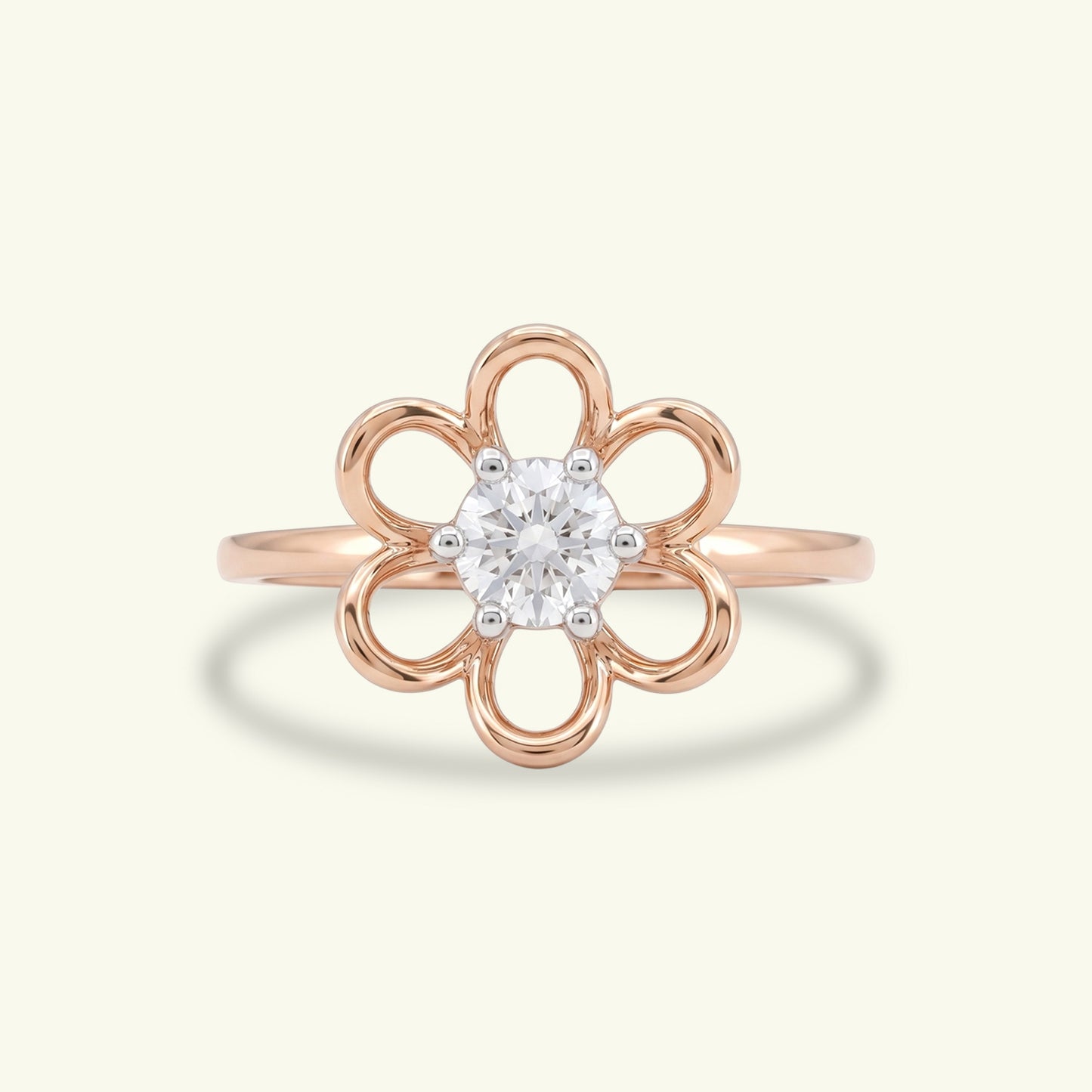 Elara Solitaire Floral Diamond Ring