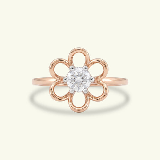 Elara Solitaire Floral Diamond Ring