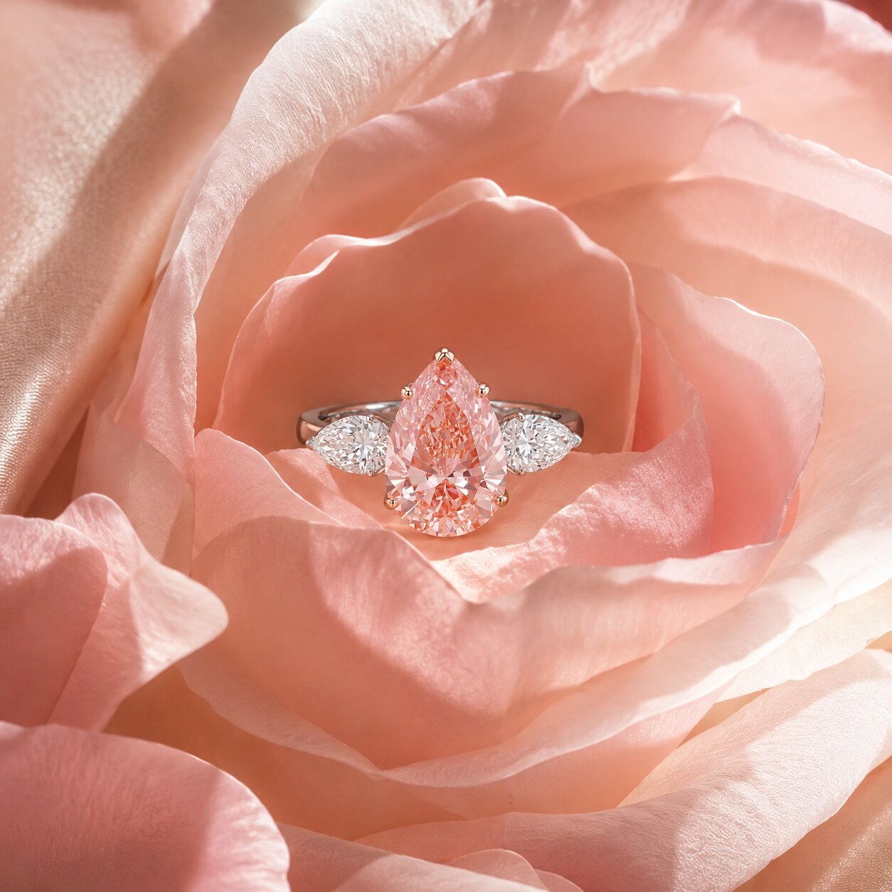 Pear Shape Pink Diamond Engagement Ring by Firefly Diamonds