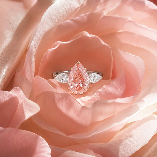 Pear Shape Pink Diamond Engagement Ring by Firefly Diamonds