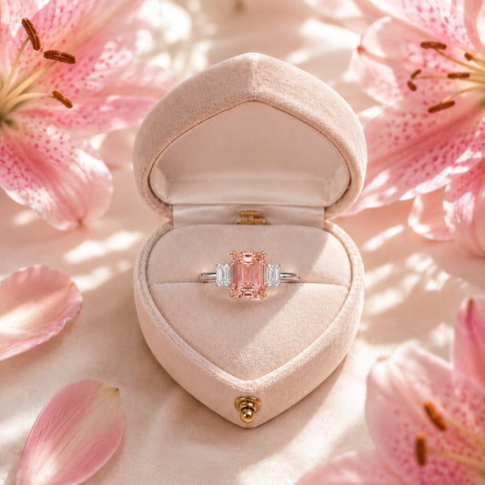Emerald Cut Pink Diamond Solitaire Ring in Gold