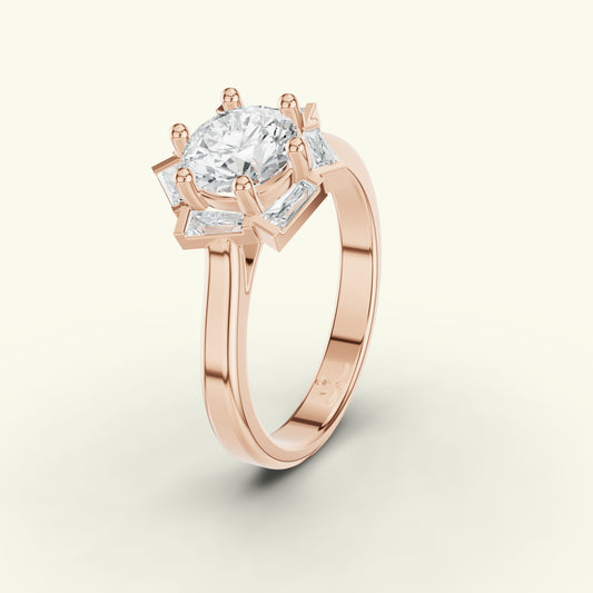 Aurine Solitaire Band Diamond Ring