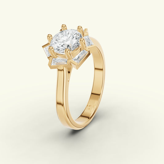 Aurine Solitaire Band Diamond Ring