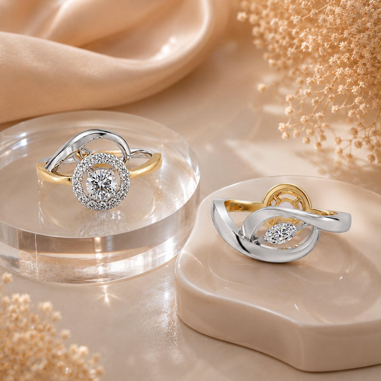 Convertible diamond ring with detachable halo setting