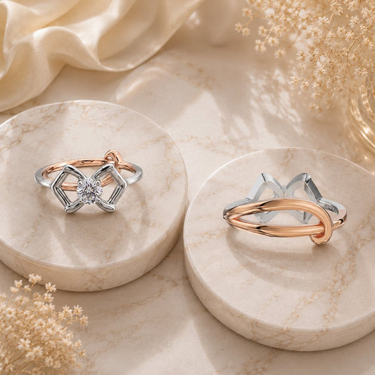 Reversible diamond ring with dual styling design