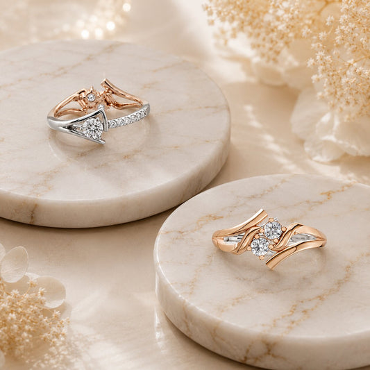 Convertible diamond ring displayed in two styles