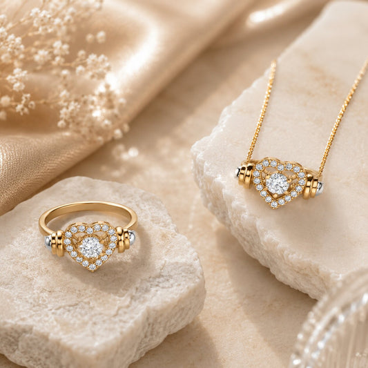 Convertible halo diamond ring and pendant set