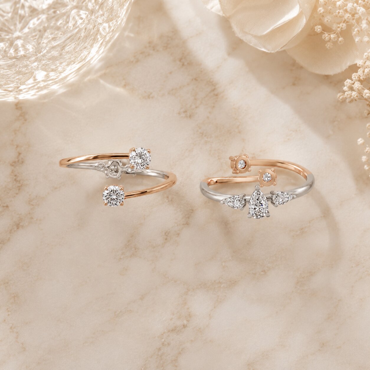 Diamond ring and stud earrings jewellery styling