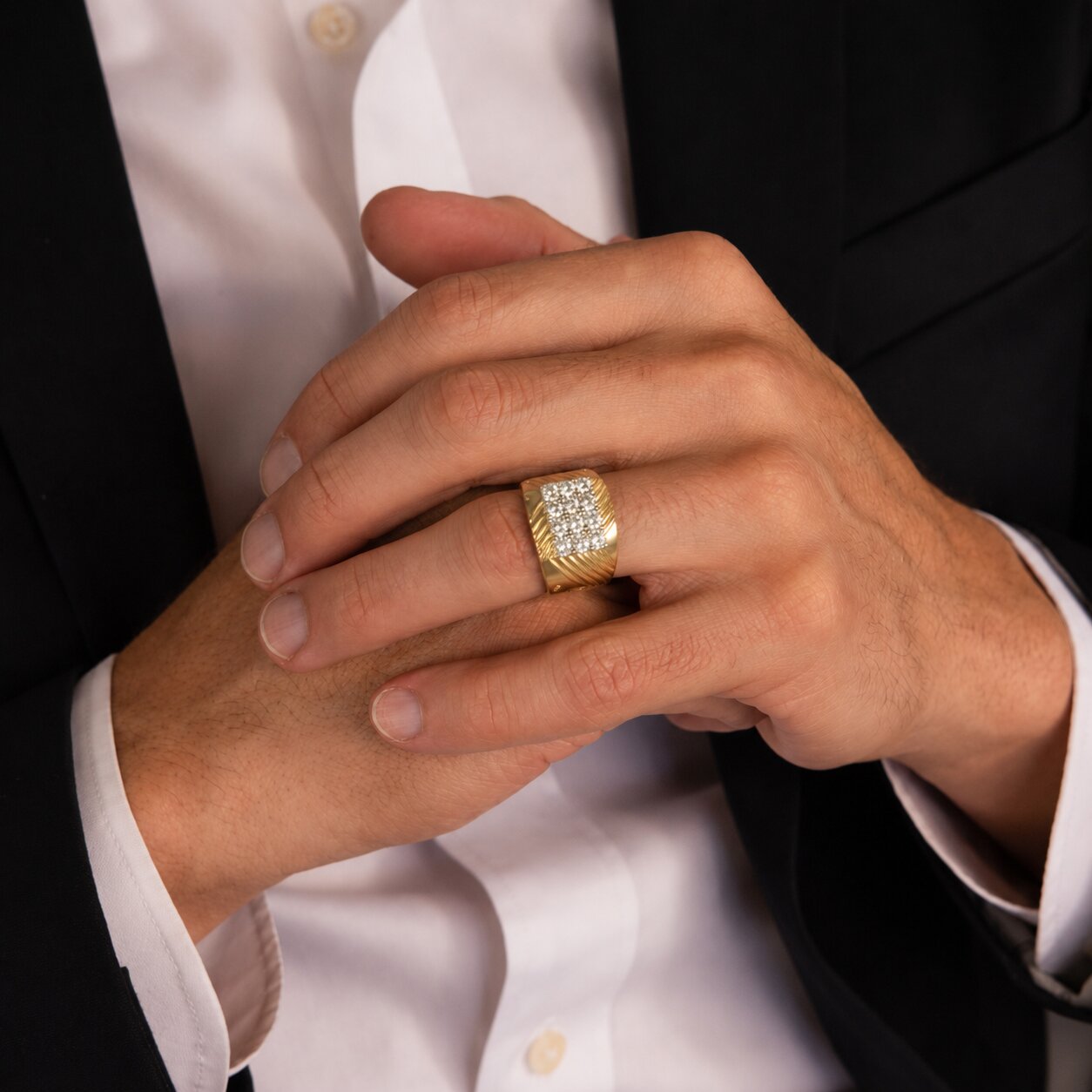 Auron Box Mens Diamond Ring