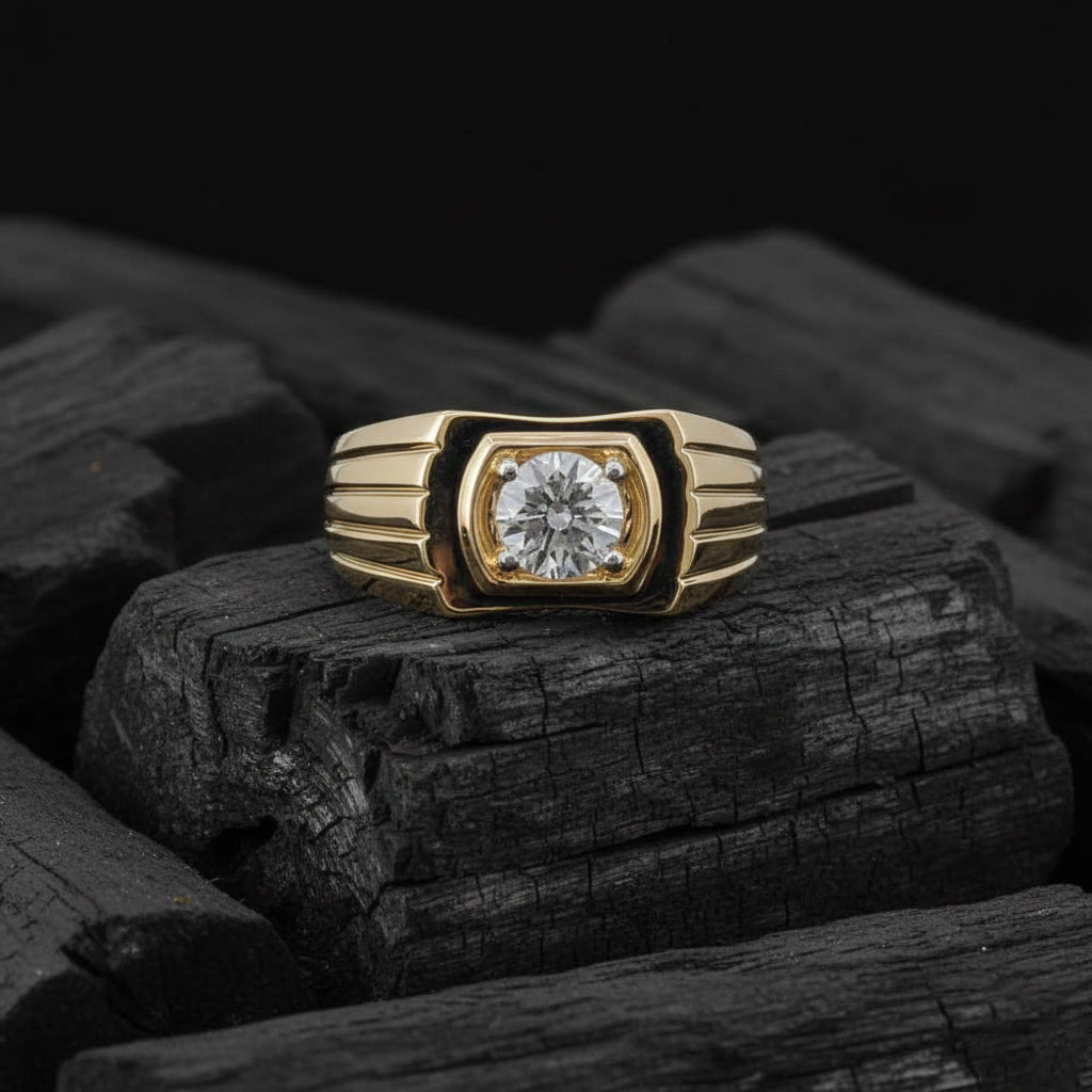 Rhaelon Mens Solitaire Diamond Ring
