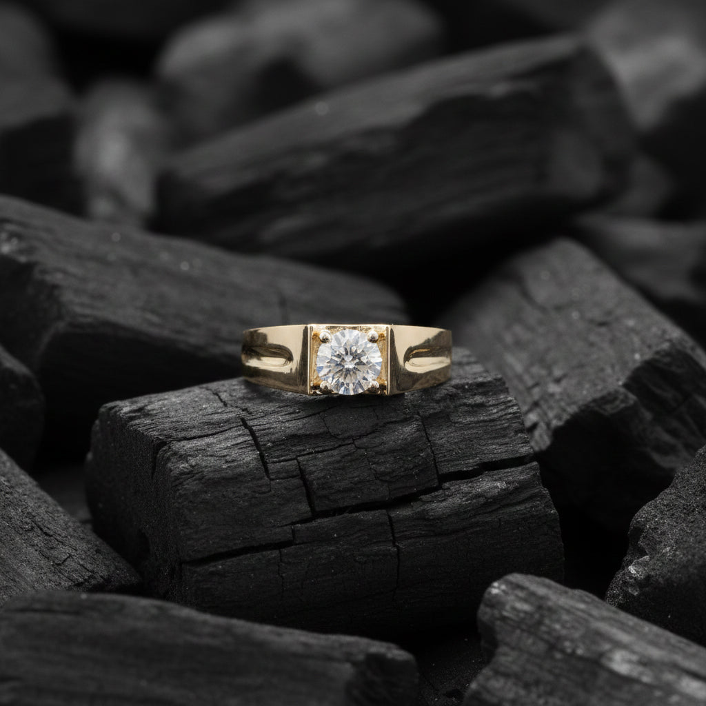 Verion Crest Diamond Solitaire Mens Ring