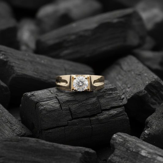 Verion Crest Diamond Solitaire Mens Ring