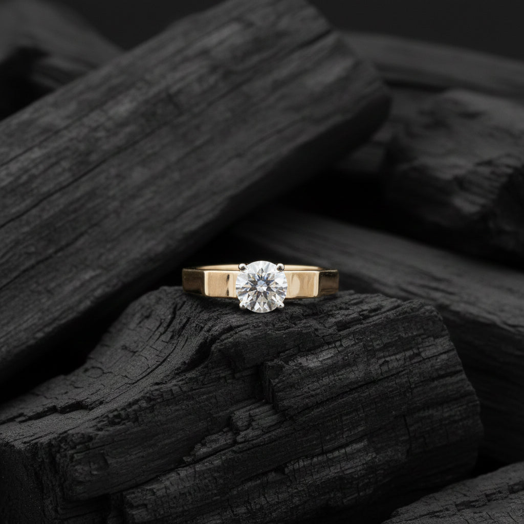 Orendar Line Diamond Solitaire Mens Ring