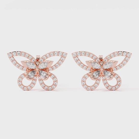 Elara Wing Diamond Stud Earrings